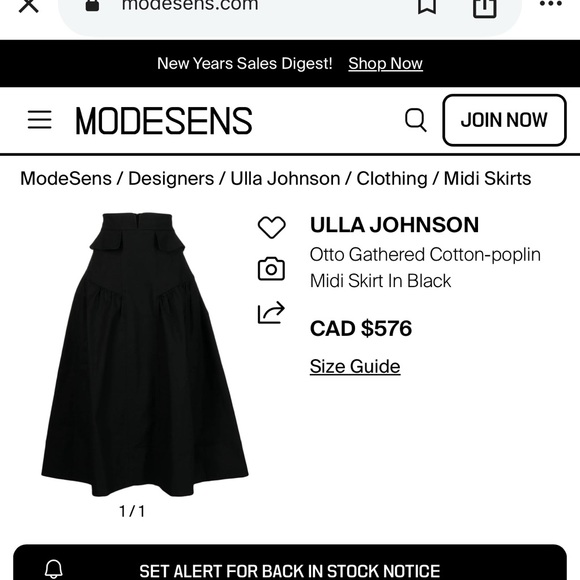 Ulla Johnson Black Midi Skirt - Picture 2 of 9